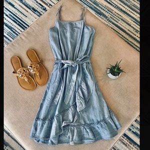 Chambray Ruffle Dress